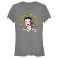 thumbnail image 1 of Junior's Betty Boop Happy Holidays Candy Cane  Graphic Tee Charcoal X Large, 1 of 3