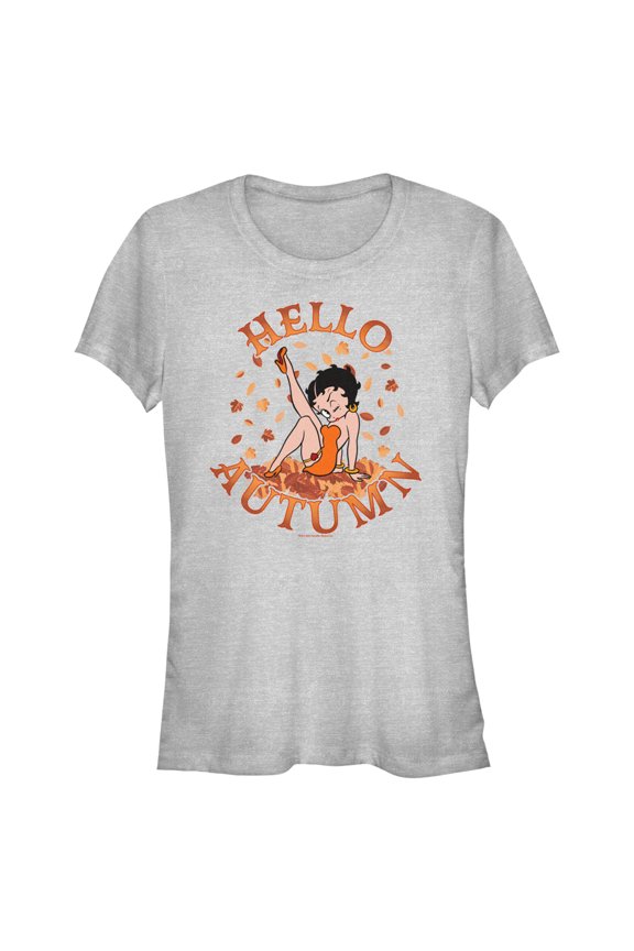 Junior's Betty Boop Hello Autumn Graphic Tee Athletic Heather Medium