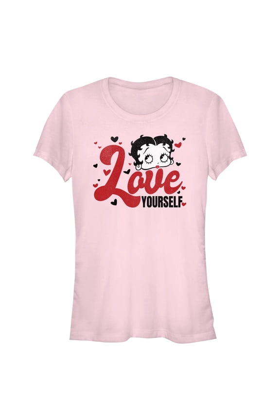 Junior's Betty Boop Love Yourself Graphic Tee Light Pink Small
