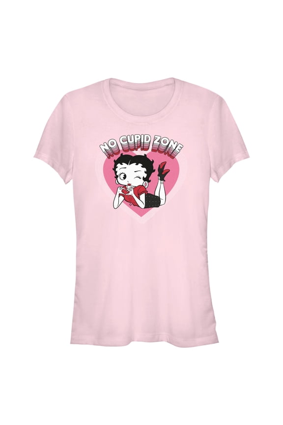 Junior's Betty Boop No Cupid Zone Graphic Tee Light Pink 2X Large