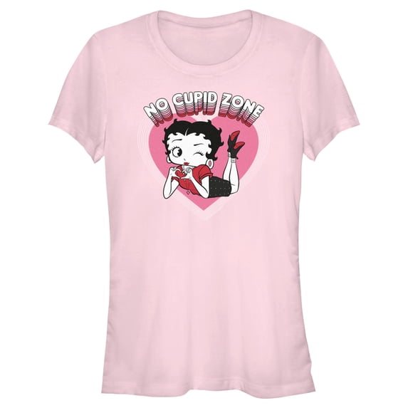 Junior's Betty Boop No Cupid Zone Graphic Tee Light Pink X Large