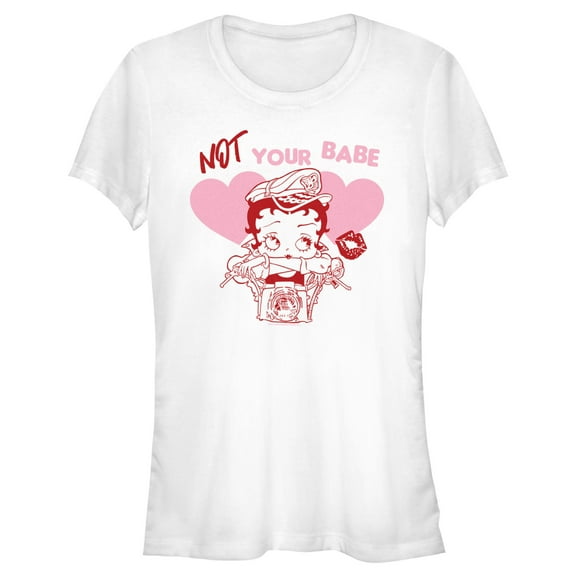 Junior's Betty Boop Not Your Babe  Graphic Tee White Medium