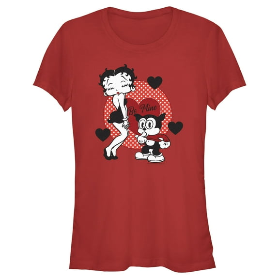 Junior's Betty Boop Valentine's Day Bimbo Be Mine Graphic Tee Red Small