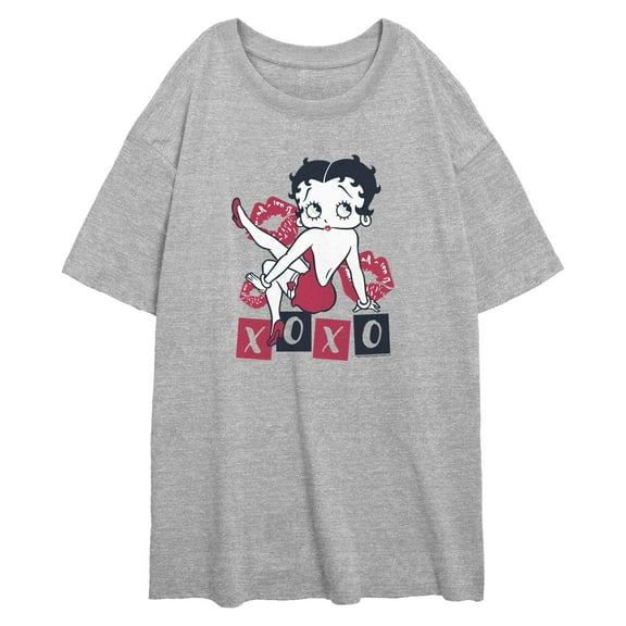 Junior's Betty Boop Valentine's Day XOXO Kisses Graphic T-Shirt