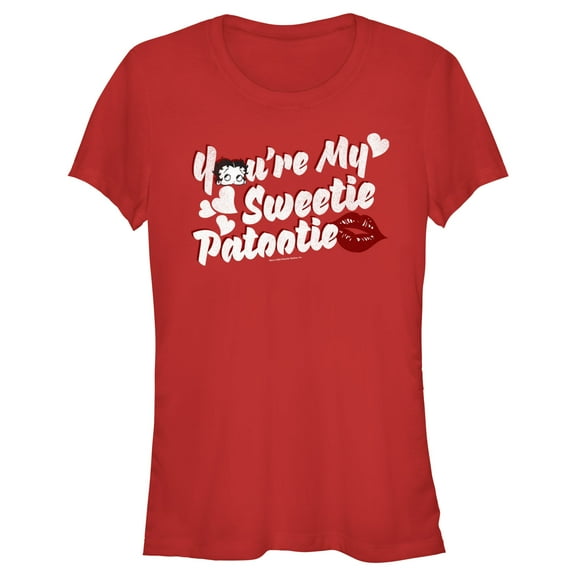 Junior's Betty Boop You're My Sweetie Patootie Graphic Tee Red Medium