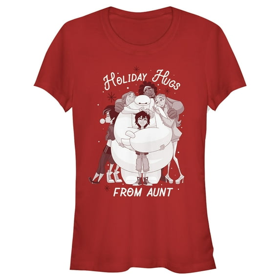 Junior's Big Hero 6 Christmas Aunt Hugs Graphic Tee Red Medium