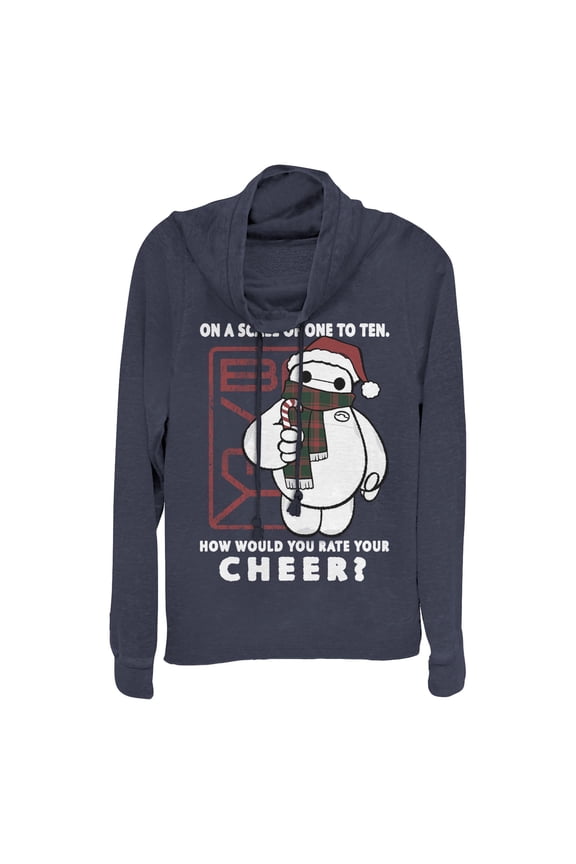 Junior's Big Hero 6 Christmas Baymax Cheer Scale  Cowl Neck Sweatshirt
