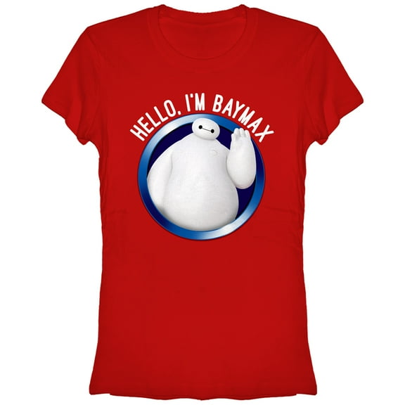 Junior's Big Hero 6 Hello Baymax  Graphic Tee Red 2X Large