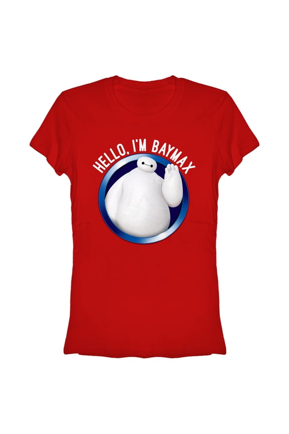Junior's Big Hero 6 Hello Baymax Graphic Tee Red Medium