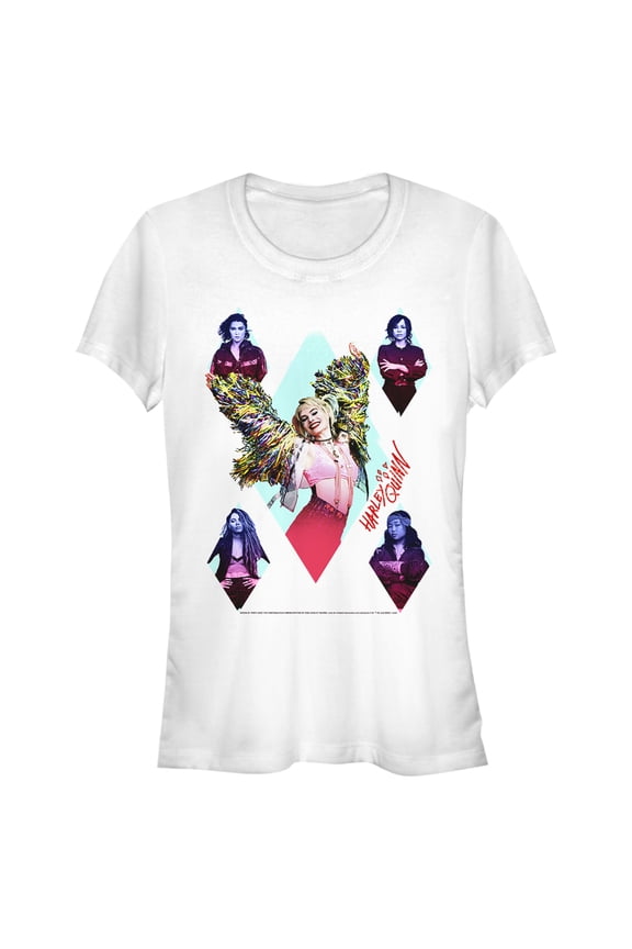 Junior's Birds of Prey Harley Diamond Team Graphic Tee White Medium