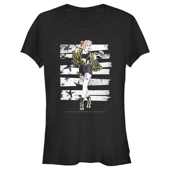 Junior's Birds of Prey Harley Quinn Comic Pose Graphic Tee Black Large