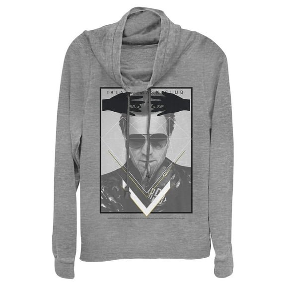 Junior's Birds of Prey Mask Villain Cowl Neck Sweatshirt Gray Heather 3X Large