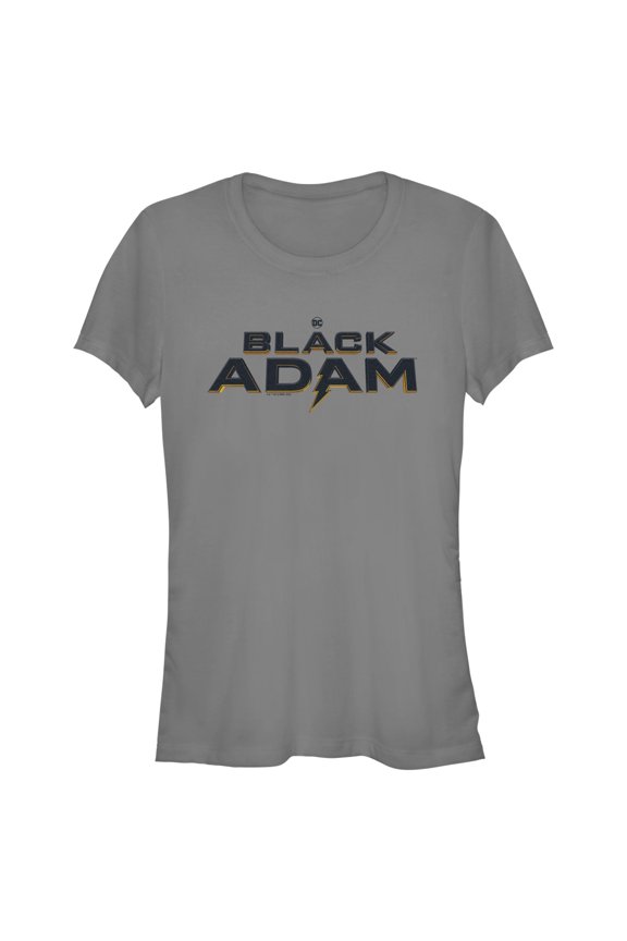 Junior's Black Adam Black Logo Graphic Tee Charcoal Medium