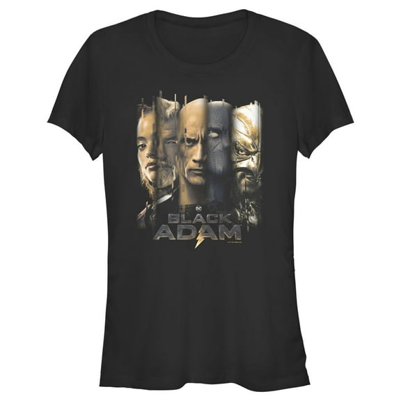 Junior's Black Adam Faces of Justice  Graphic Tee Black Small