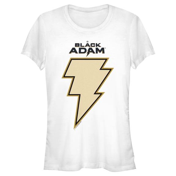 Junior's Black Adam Yellow Lightning Bolt Graphic Tee White X Large