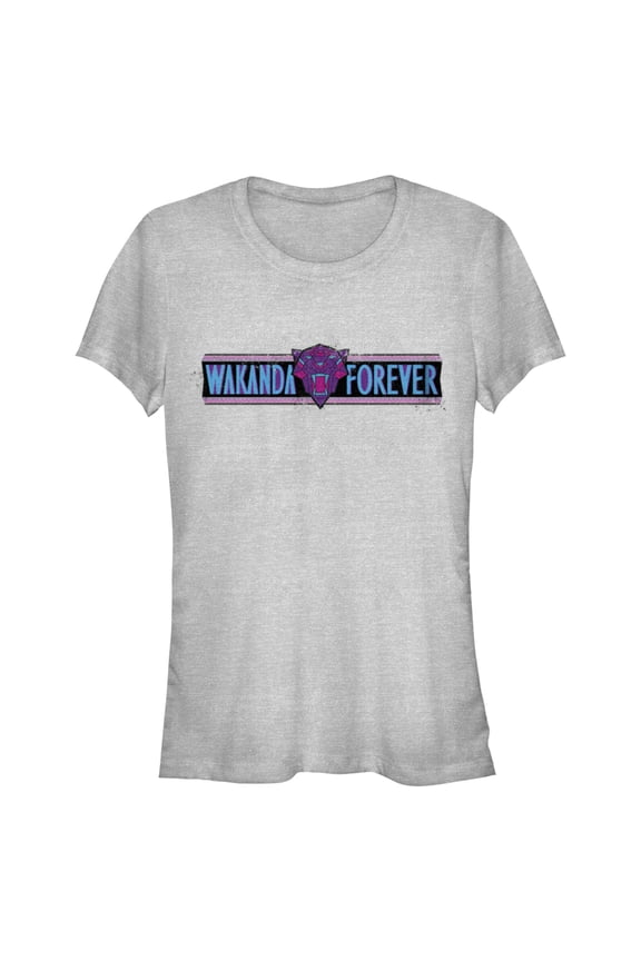 Junior's Black Panther: Wakanda Forever Logo Banner Graphic Tee Athletic Heather Medium