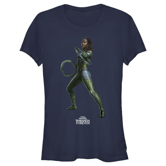 Junior's Black Panther: Wakanda Forever Nakia Rings Graphic Tee Navy Blue Large
