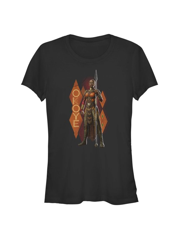 Junior's Black Panther: Wakanda Forever Okoye Pattern Graphic Tee Black X Large