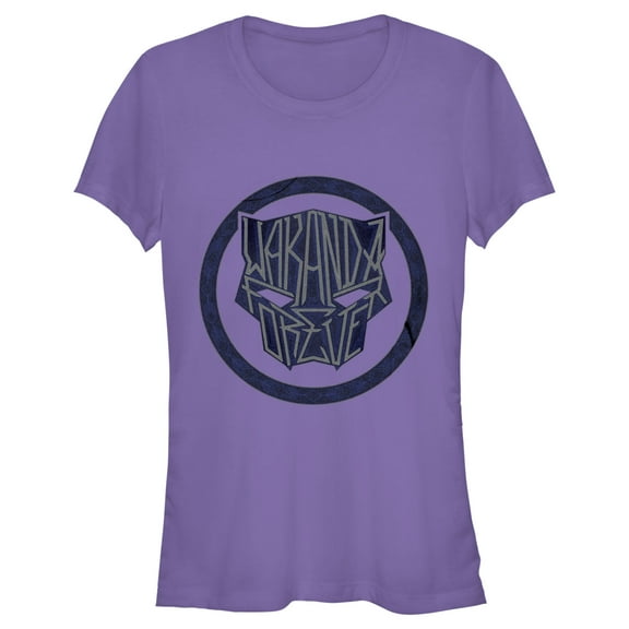 Junior's Black Panther: Wakanda Forever Panther Logo  Graphic Tee Purple Medium