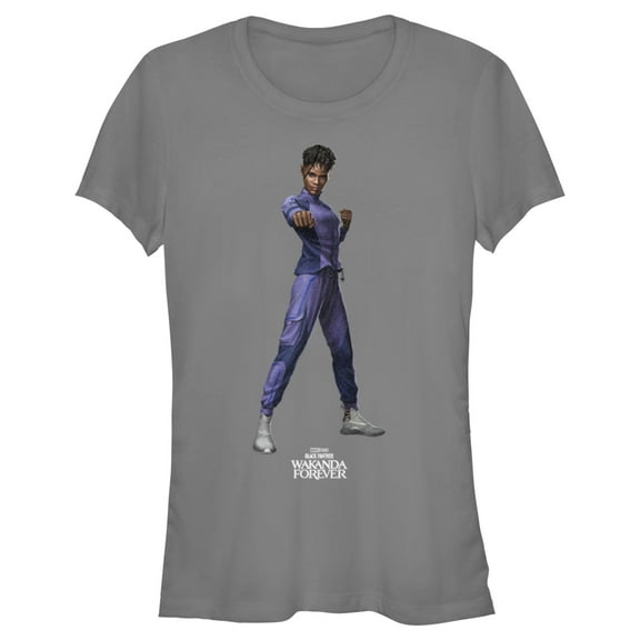 Junior's Black Panther: Wakanda Forever Shuri Action Pose  Graphic Tee Charcoal Small