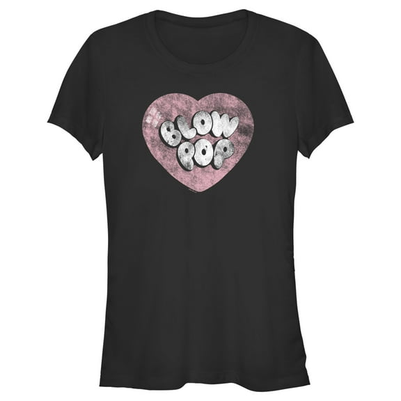 Junior's Blow Pop Vintage Heart  Graphic Tee Black Medium