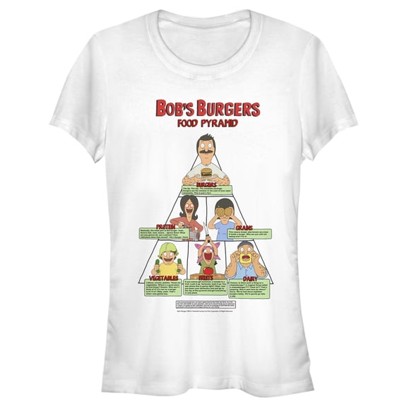 Junior's Bob's Burgers Belcher Family Food Pyramid Graphic Tee White Large