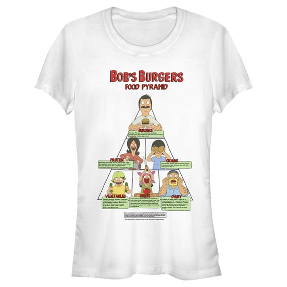Junior's Bob's Burgers Belcher Family Food Pyramid  Graphic Tee White Medium