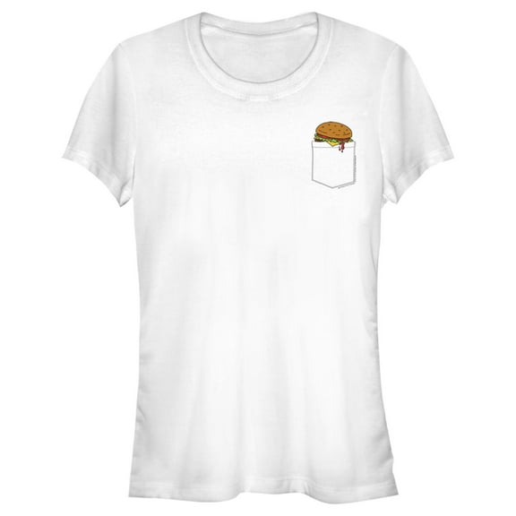 Junior's Bob's Burgers Snack Pocket Print Graphic Tee White 2X Large
