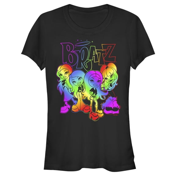 Junior's Bratz Rainbow Dolls Graphic Tee Black Small