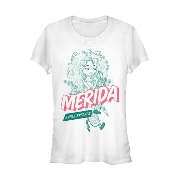 Junior's Brave Rule Breaker Pop Art  Graphic Tee White Small