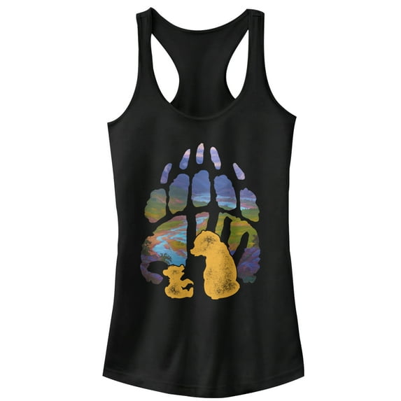 Junior's Brother Bear Brother Bear Paw Scene Racerback Tank Top Black Large