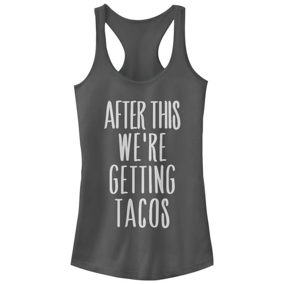 Junior's CHIN UP After This Getting Tacos Racerback Tank Top Charcoal Large