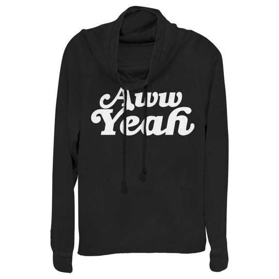 Junior's CHIN UP Aw Yeah Cowl Neck Sweatshirt Black Medium