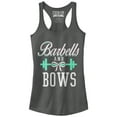 thumbnail image 1 of Junior's CHIN UP Barbells and Bows  Racerback Tank Top Charcoal 2X Large, 1 of 3