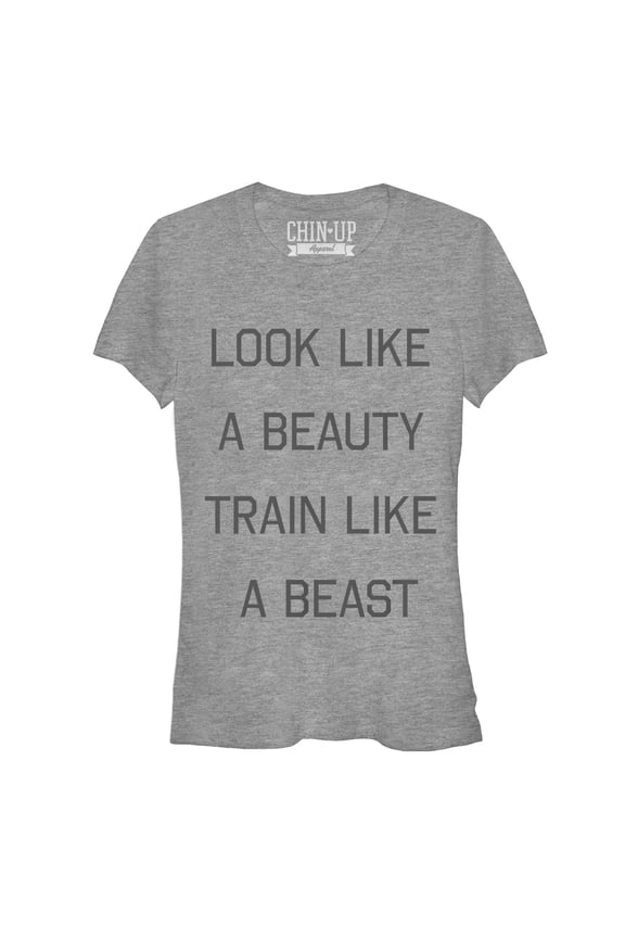 Junior's CHIN UP Beast Graphic Tee Athletic Heather Large