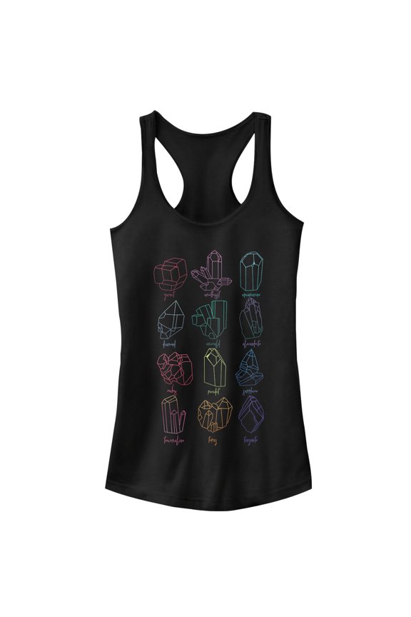 Junior's CHIN UP Birthstone List  Racerback Tank Top Black Medium