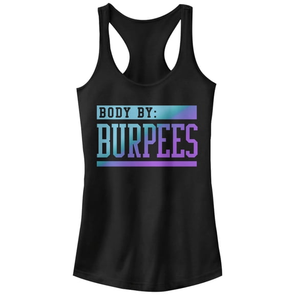 Junior's CHIN UP Body By Burpees  Racerback Tank Top Black Medium