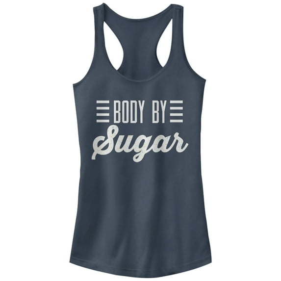 Junior's CHIN UP Body By Sugar Racerback Tank Top Indigo Small