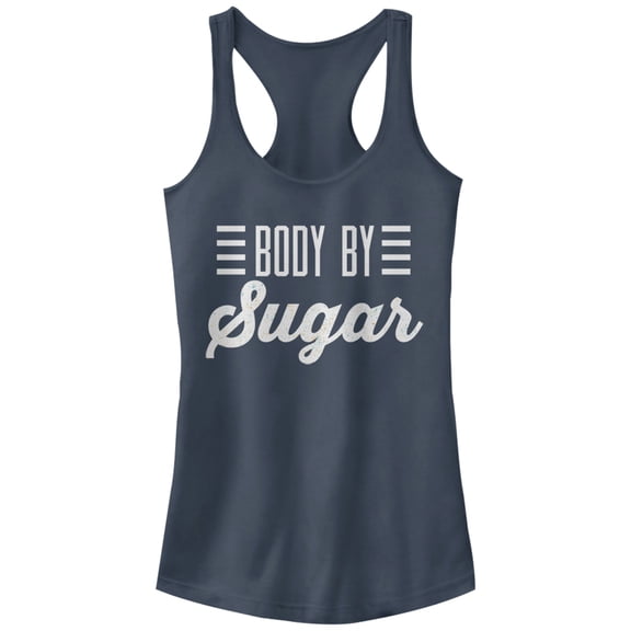 Junior's CHIN UP Body By Sugar  Racerback Tank Top Indigo X Large
