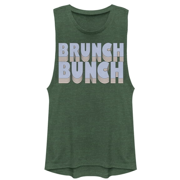 Junior's CHIN UP Brunch Bunch Festival Muscle Graphic Tee Pine Green Heather Medium