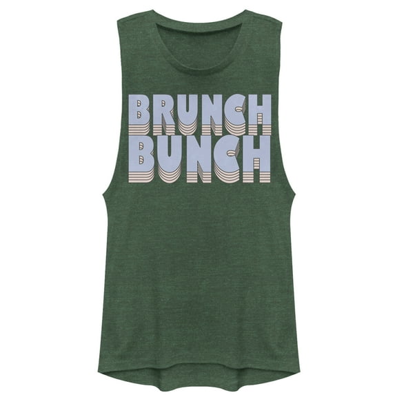 Junior's CHIN UP Brunch Bunch Festival Muscle Graphic Tee Pine Green Heather X Large