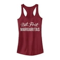 thumbnail image 1 of Junior's CHIN UP But First Margaritas Racerback Tank Top Scarlet Small, 1 of 3