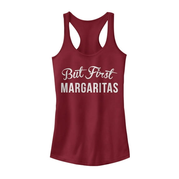 Junior's CHIN UP But First Margaritas Racerback Tank Top Scarlet Small