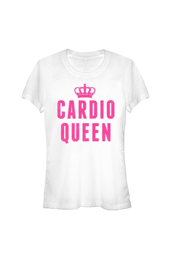 Junior's CHIN UP Cardio Queen Graphic Tee White Medium
