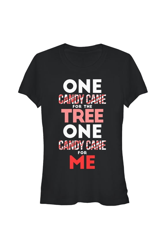 Junior's CHIN UP Christmas Candy Cane for Me Graphic Tee Black 2X Large