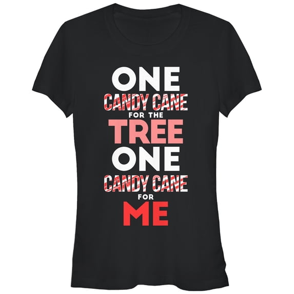 Junior's CHIN UP Christmas Candy Cane for Me Graphic Tee Black Medium