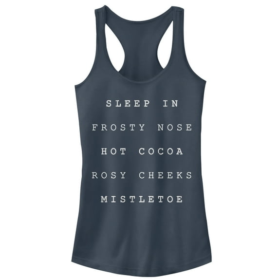 Junior's CHIN UP Christmas Cozy Checklist Racerback Tank Top Indigo 2X Large