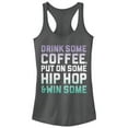 thumbnail image 1 of Junior's CHIN UP Coffee and Hip Hop  Racerback Tank Top Charcoal 2X Large, 1 of 3