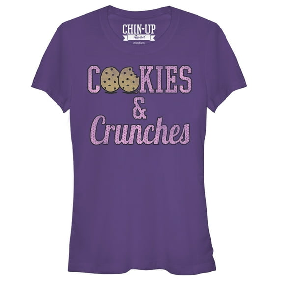 Junior's CHIN UP Cookies and Crunches  Graphic Tee Purple Small