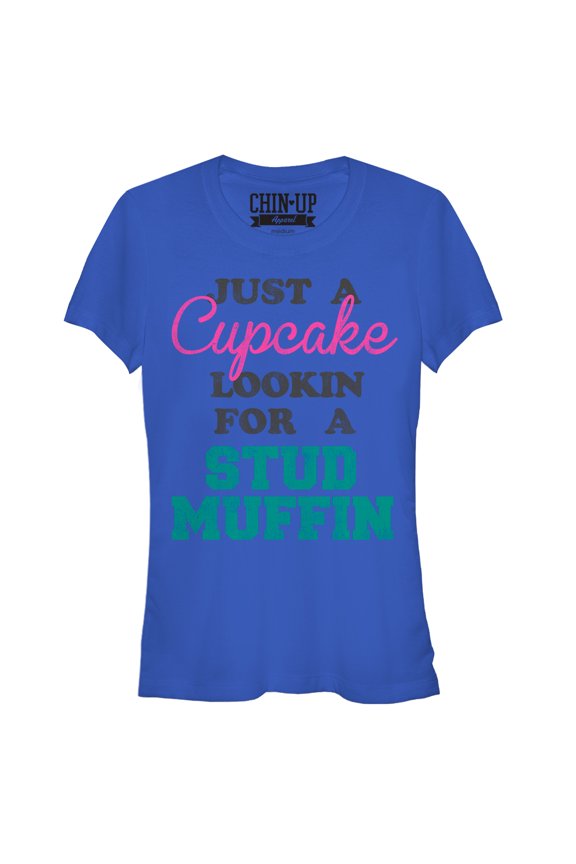 Junior's CHIN UP Cupcake Looking for a Stud Muffin Graphic Tee Royal 2X Large